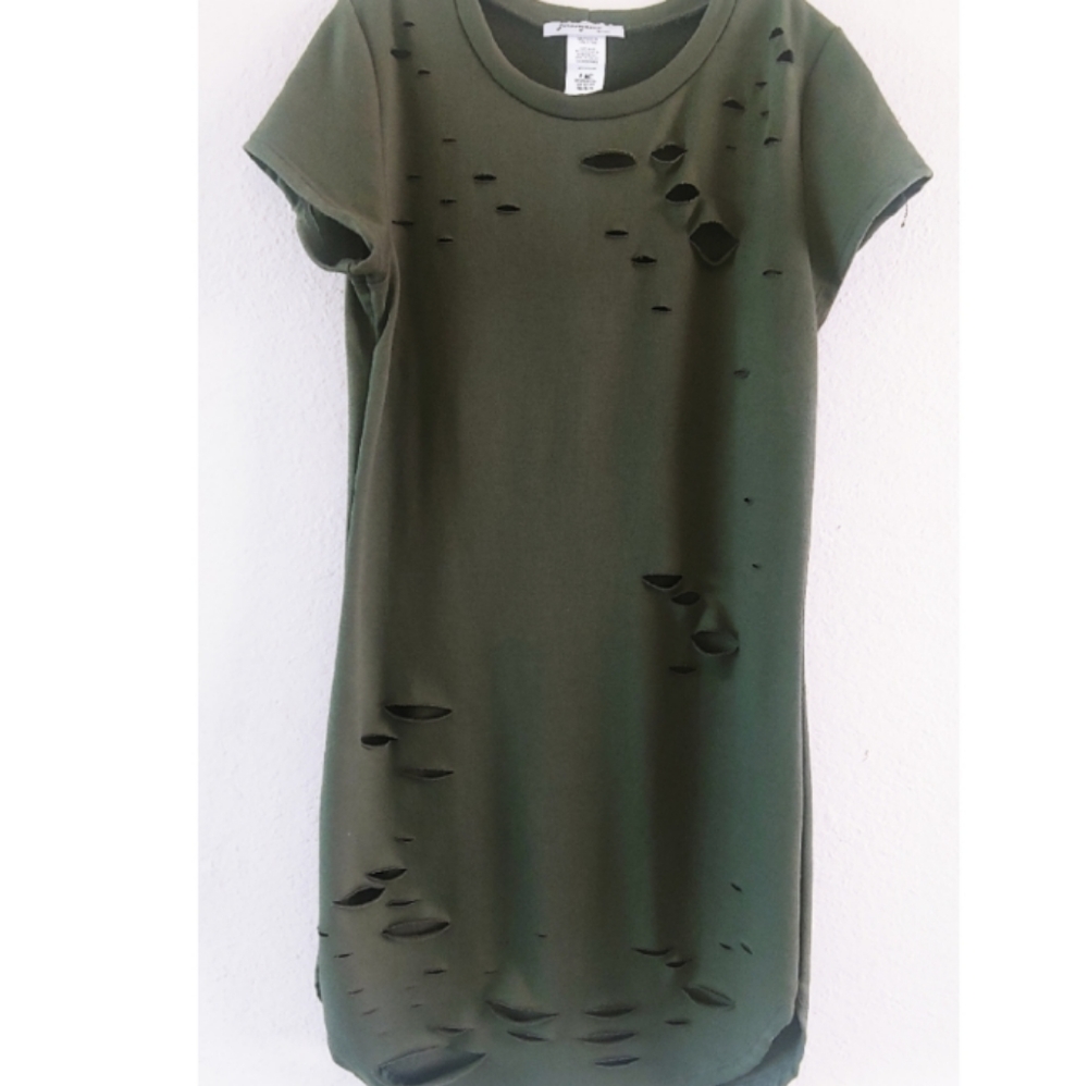 Jasmine dress distressed sexy army green